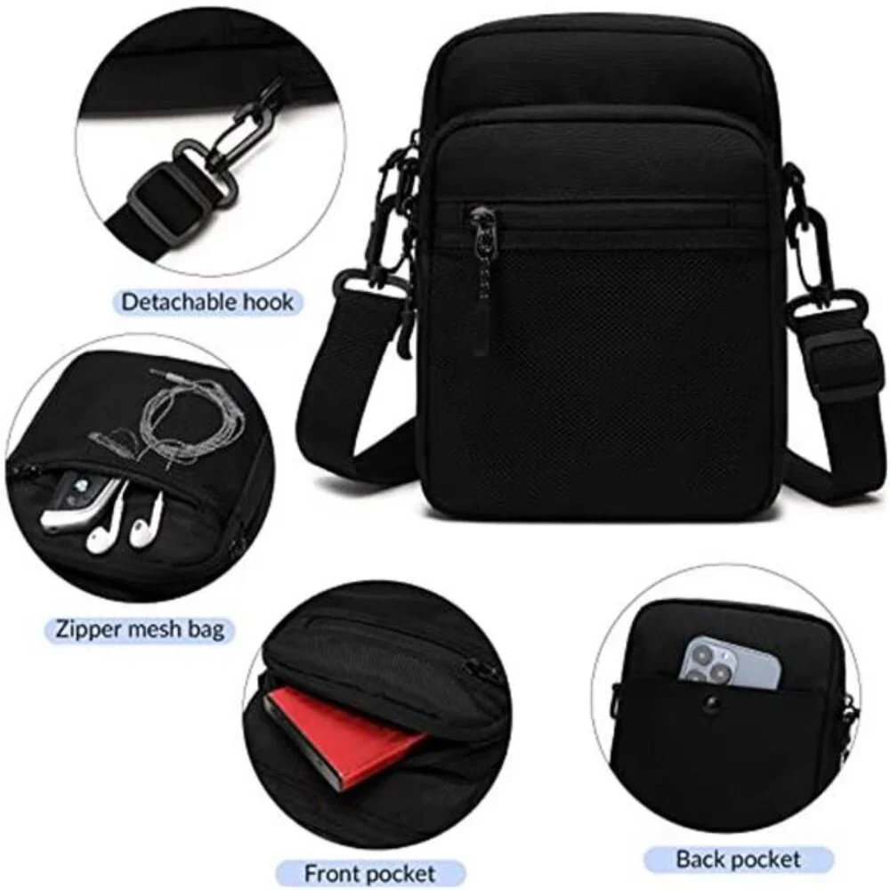 Small Messenger Bag for Men Women, Water Resistant Adjustable Crossbody - Picture 5 of 6